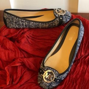 Michael Kors blue tweed loafers size 6.5